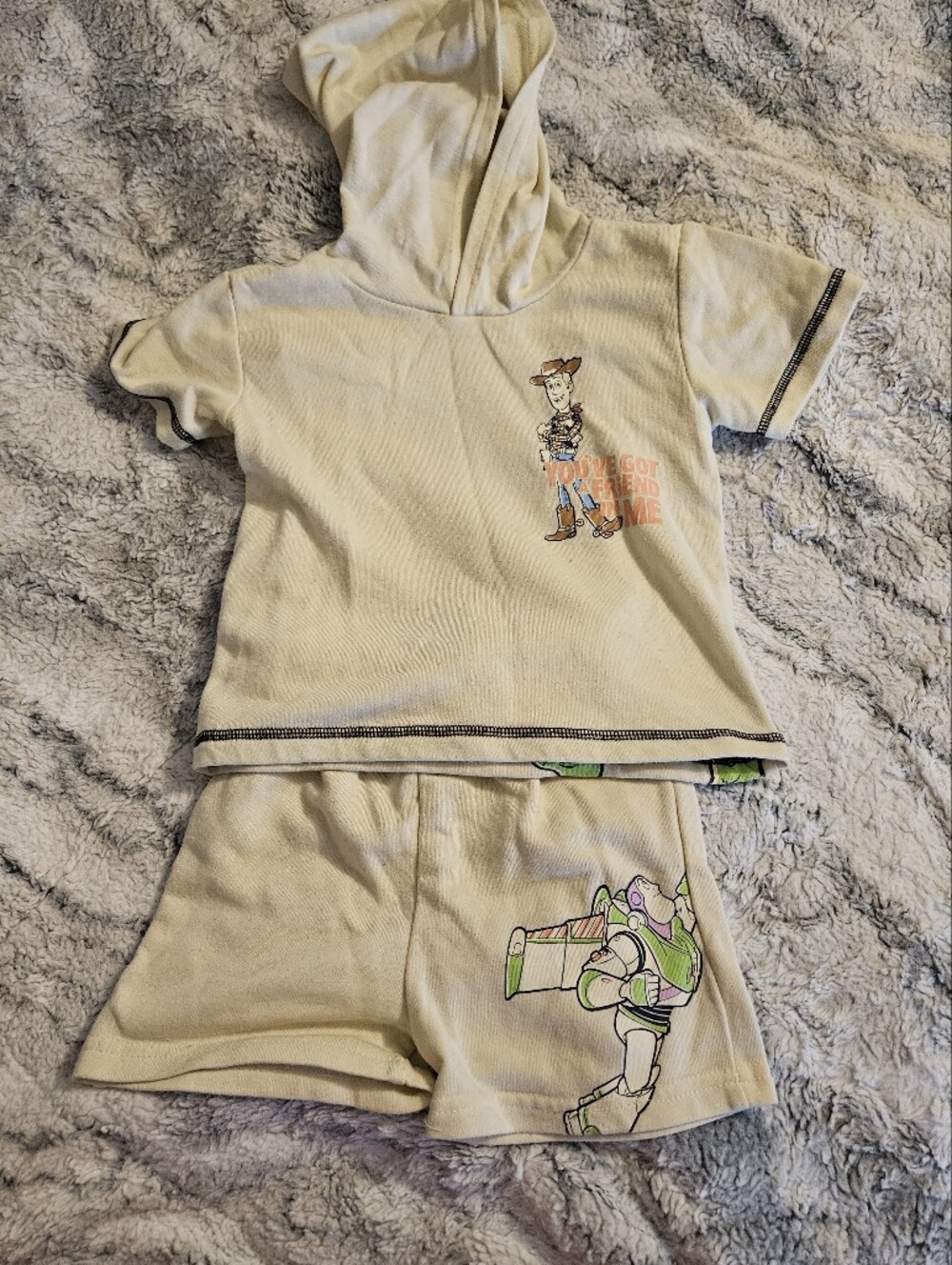 Toy Story Cream Hooded Kids Set with Buzz & Woody